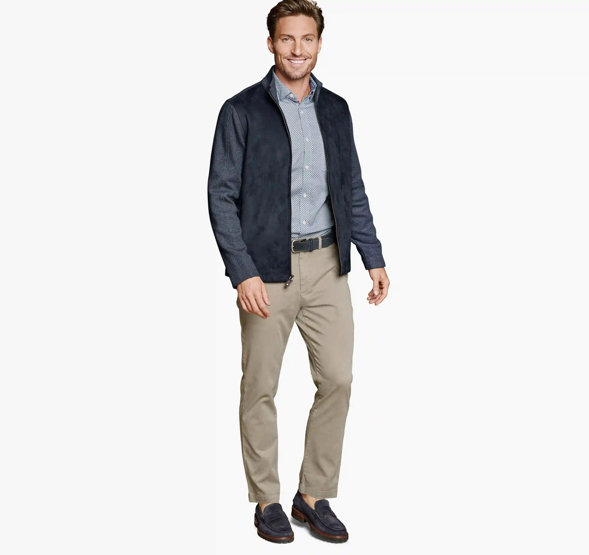 Faux-Suede Full-Zip - Navy