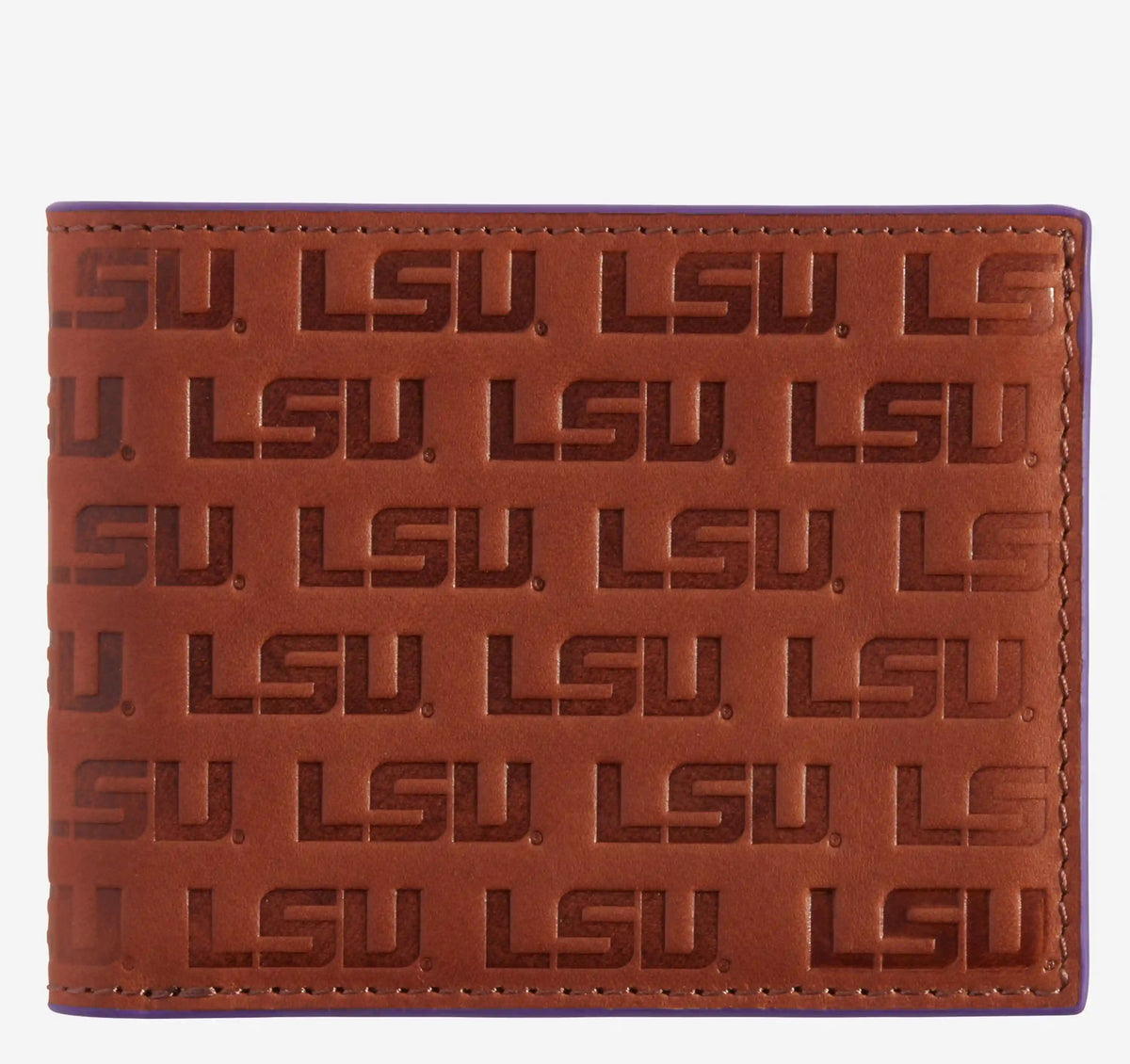 Collegiate Embossed Billfold Wallet - LSU - Tan Full Grain
