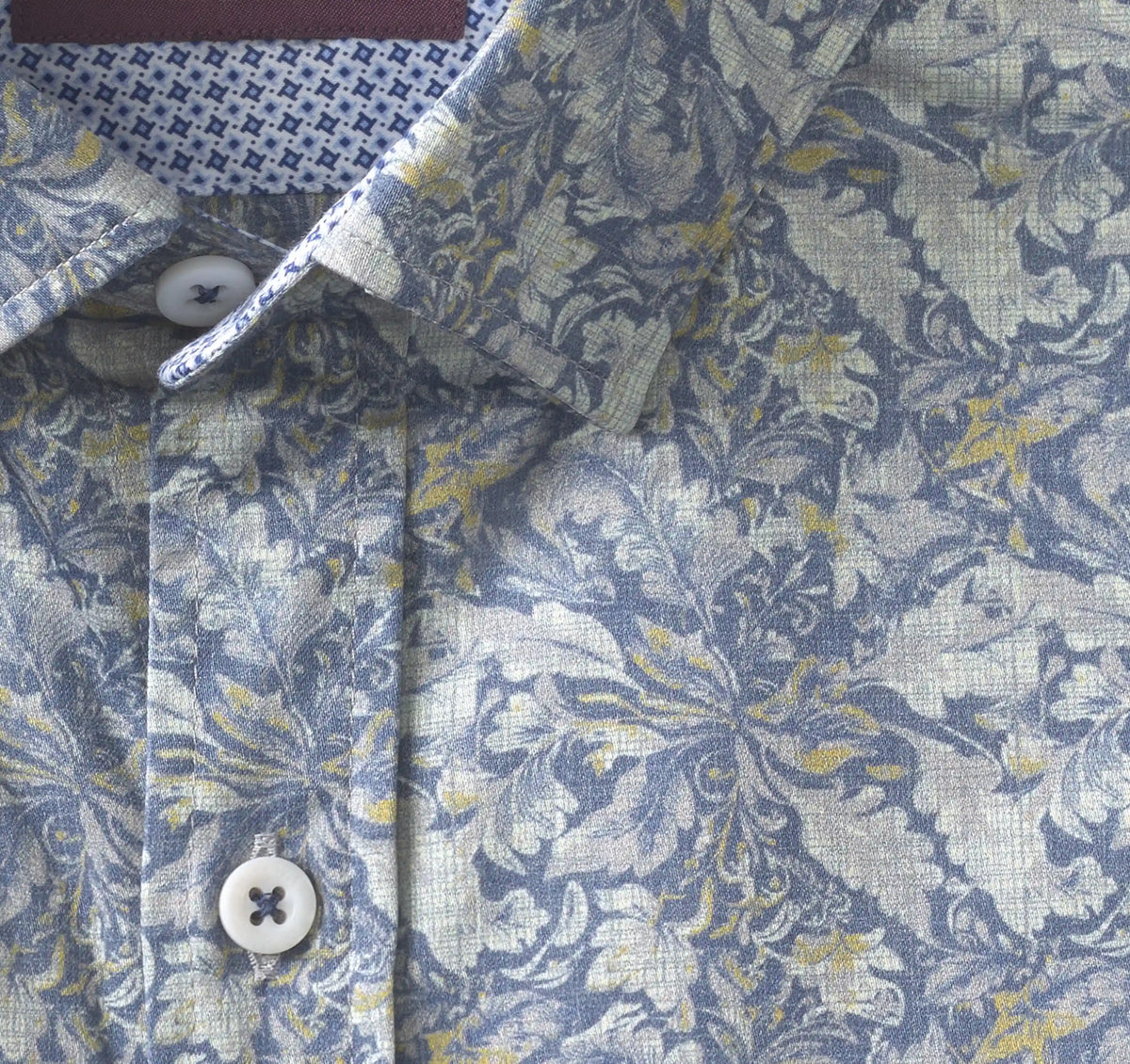 Logan Printed Long-Sleeve Shirt - Blue/Gray Foliage