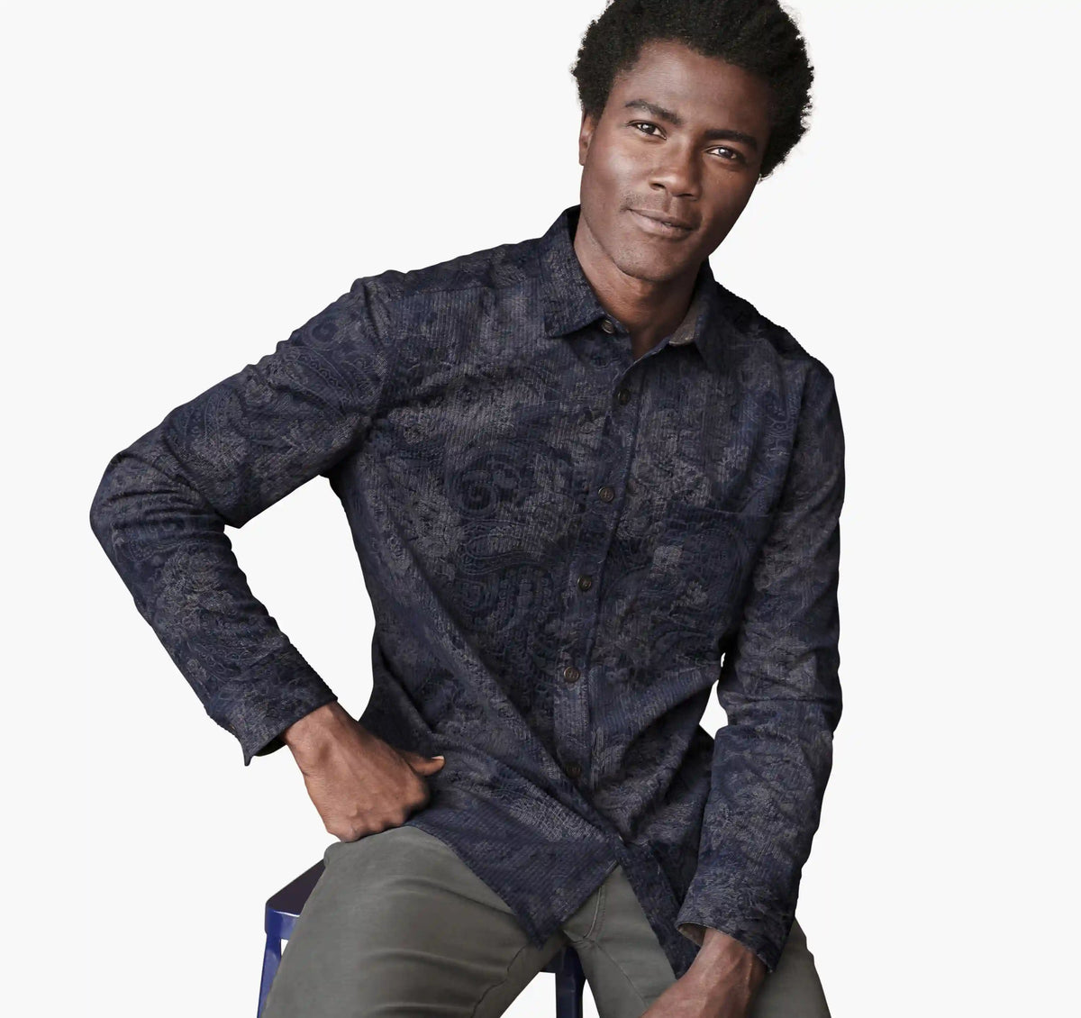 Cutler Corduroy Shirt - Navy Paisley