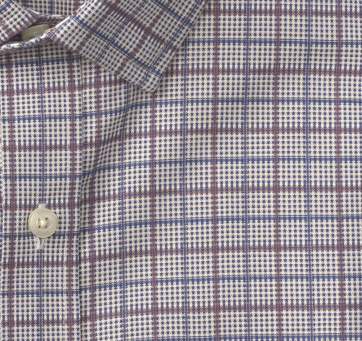 Ovation Non-Iron Dress Shirt - Tan Multi Mini Glen Plaid
