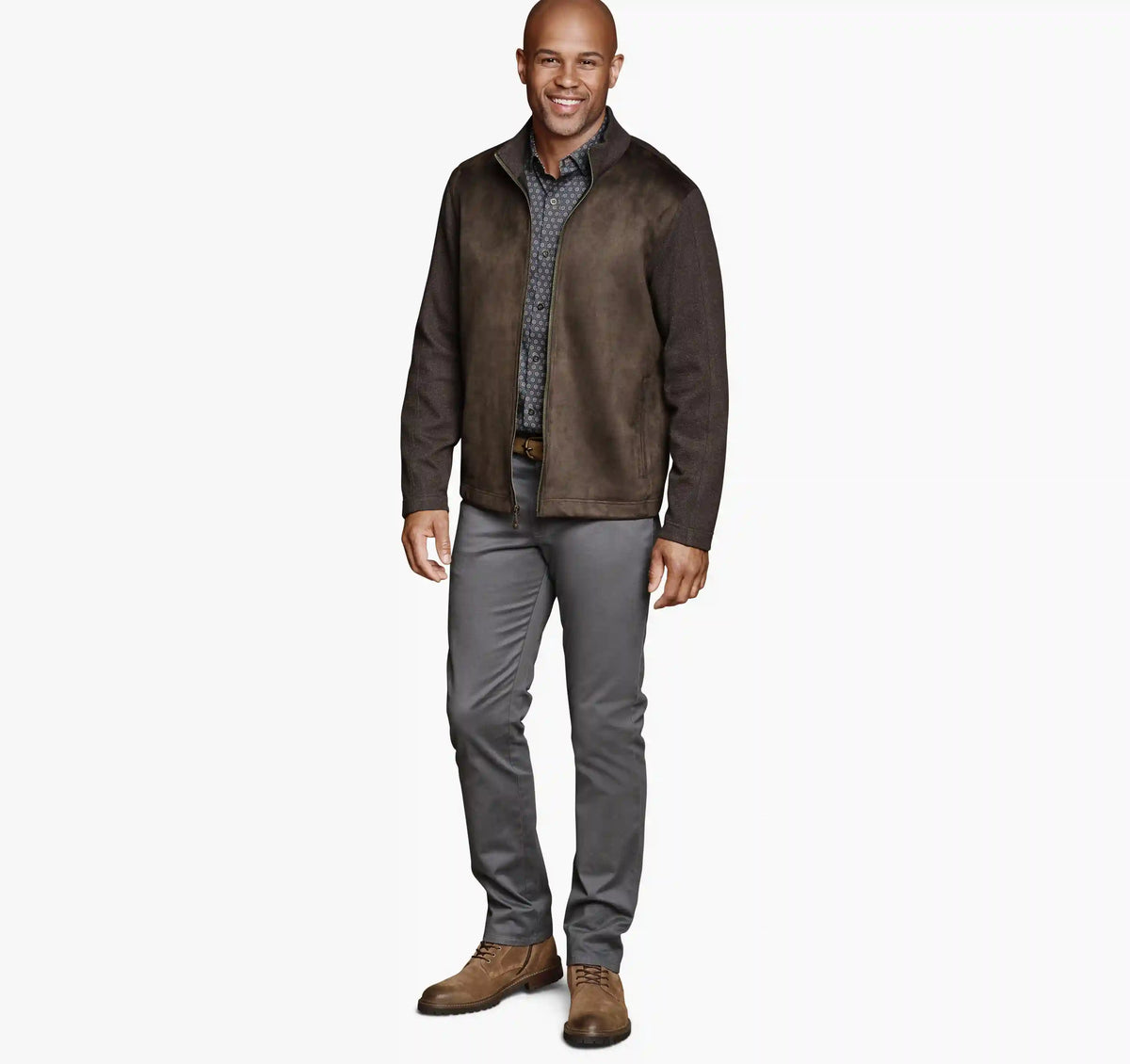 Faux-Suede Full-Zip - Brown
