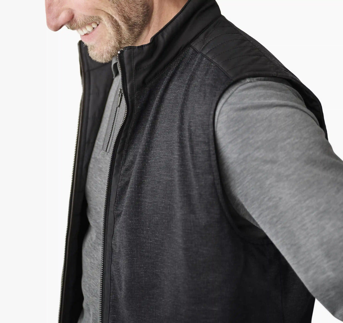 Kenner Reversible Vest - Black/Black Mini Grid