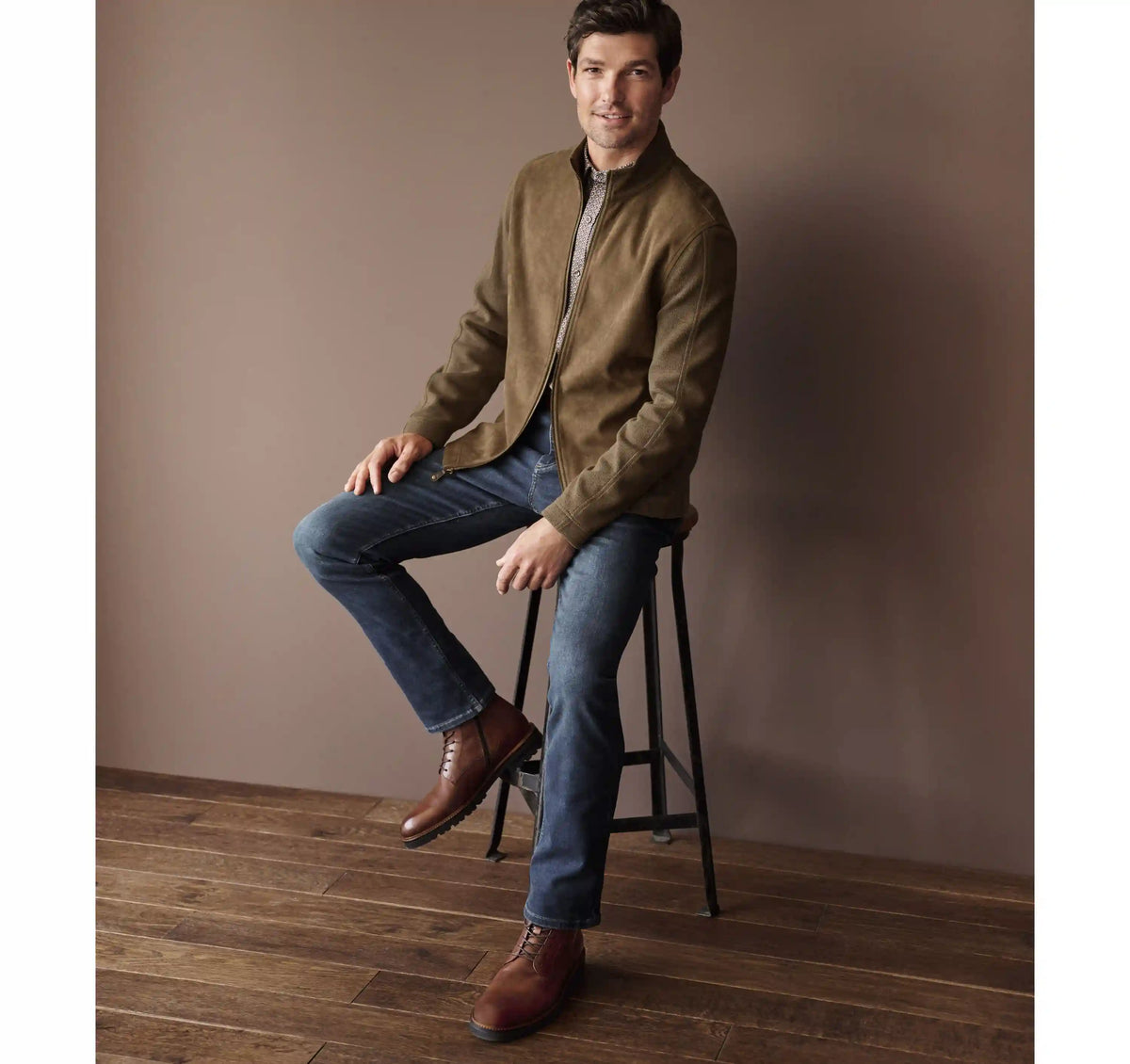 Faux-Suede Full-Zip - Camel