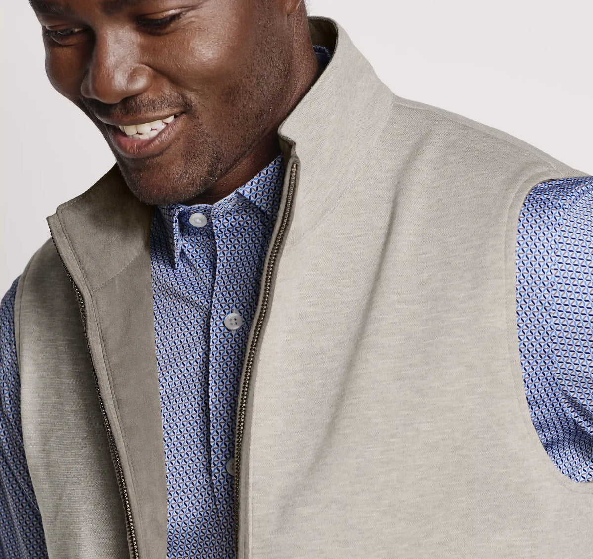 Faux-Suede Reversible Vest - Tan/Tan Knit