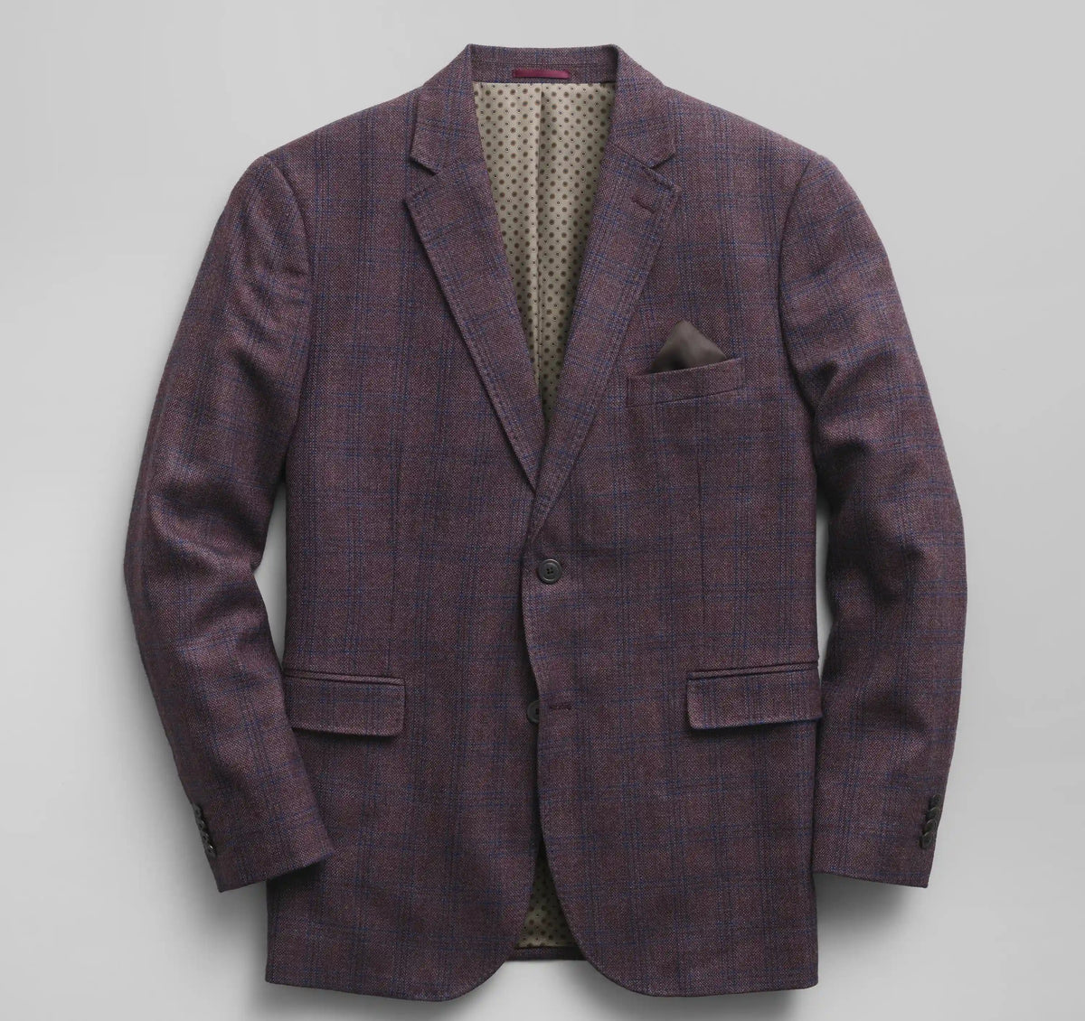 Townsend Dress Wool Blazer - Burgundy Windowpane Plaid