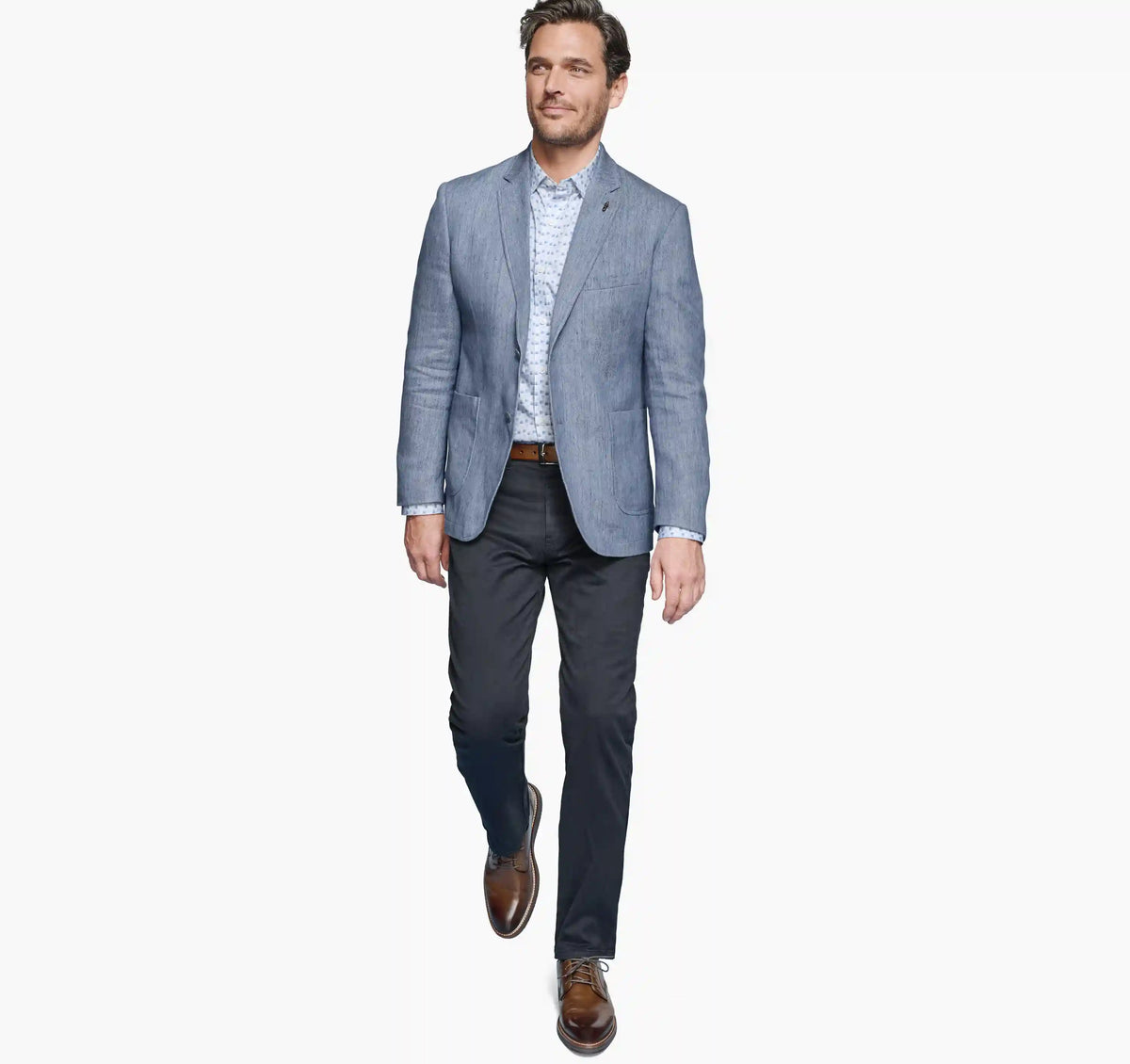 Conley Blazer - Light Blue Washed Linen-Blend