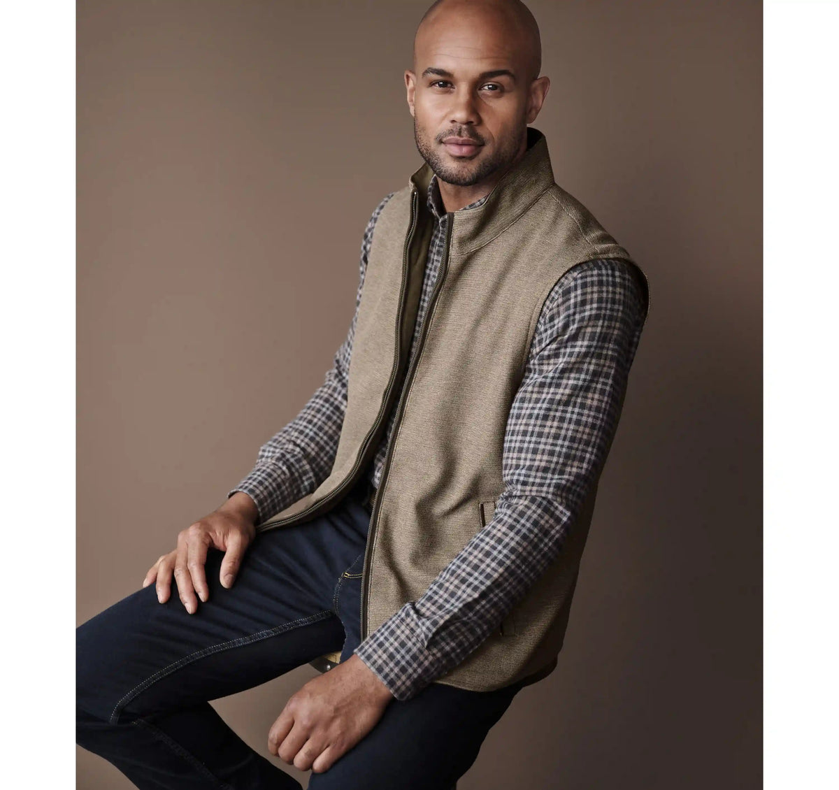 Reversible Vest - Brown/Brown Knit