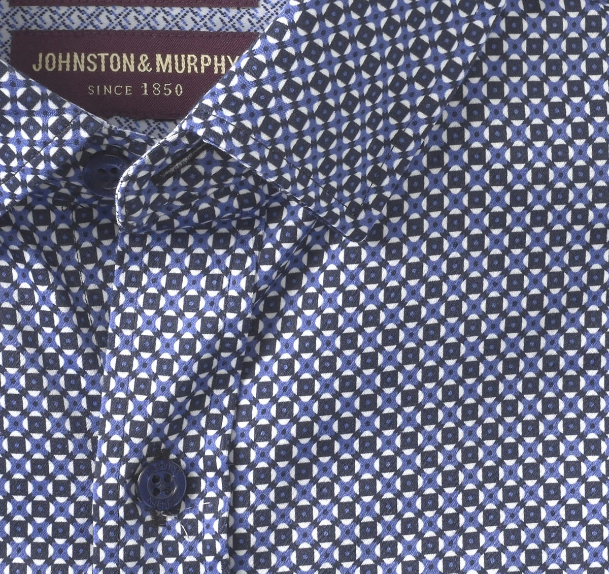 Logan Printed Long-Sleeve Shirt - Blue/Black Diamond Tile