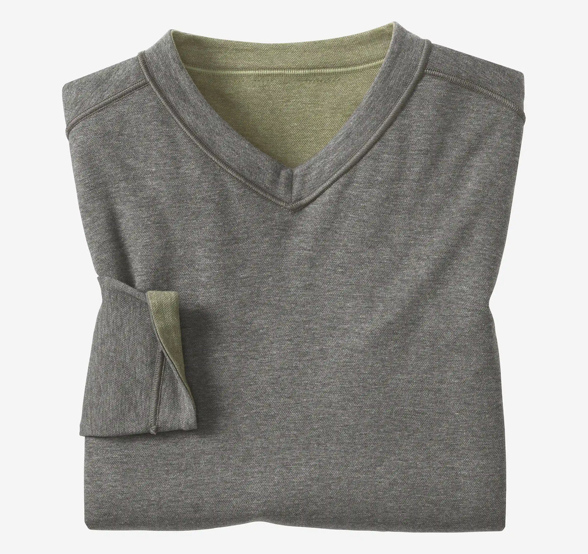 Icon Reversible V-Neck Pullover - Olive/Charcoal