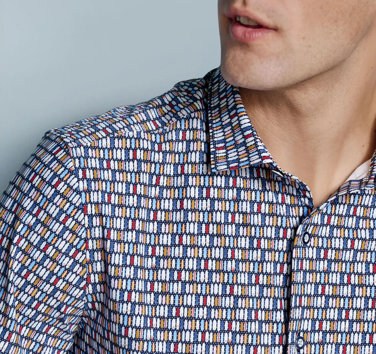 XC+™ Motion Short-Sleeve Print Knit Shirt - Navy Surfboard