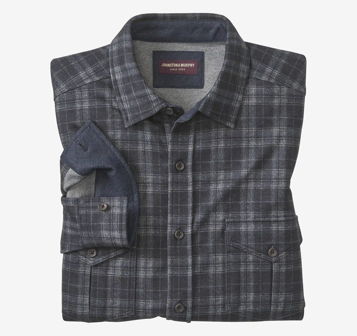 Eason Knit Shirt - Navy Plaid