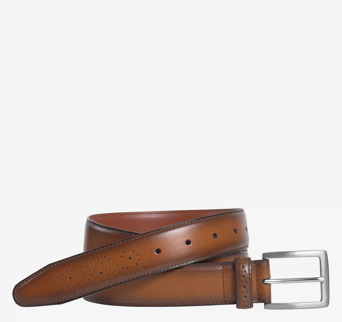 Burnished-Edge Leather Belt - Tan