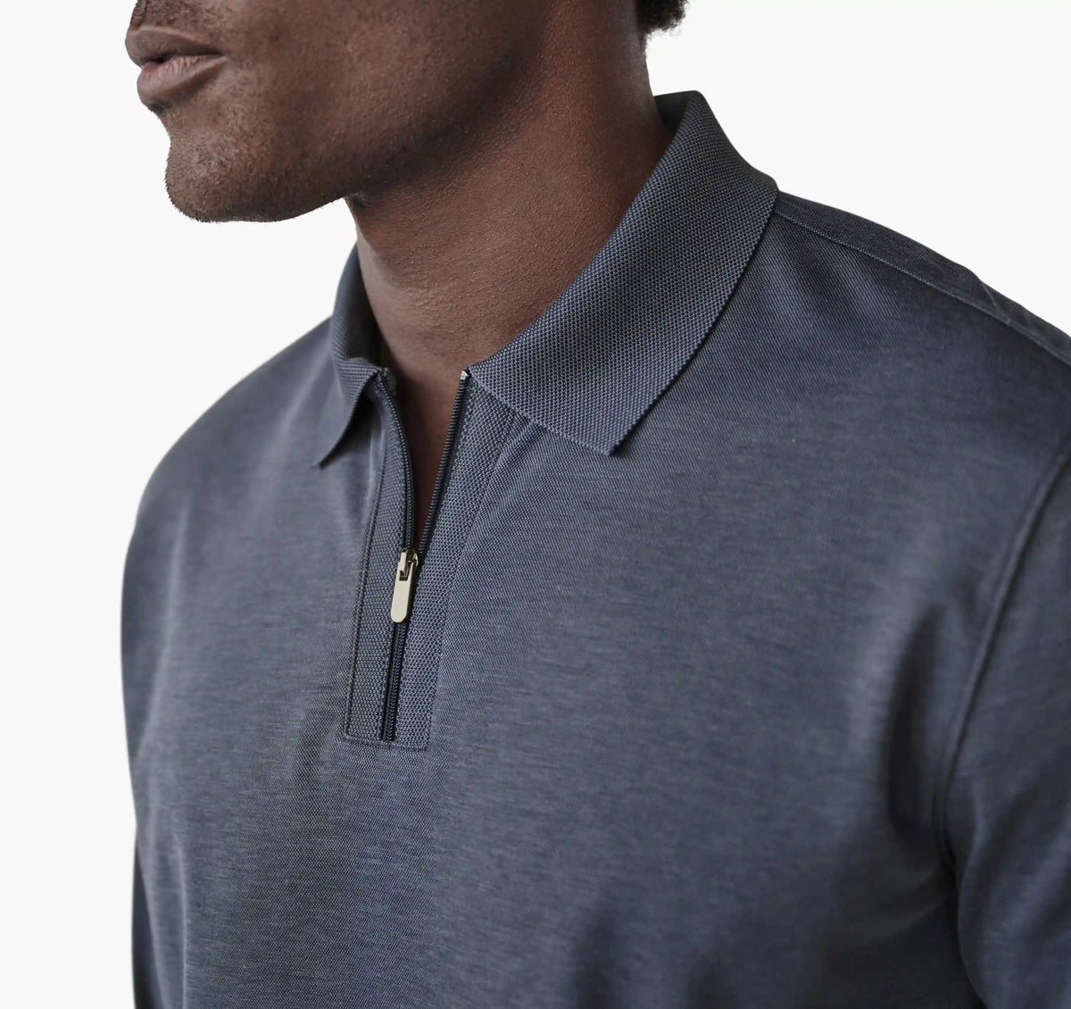 Cochran Long-Sleeve Zip Polo - Steel Blue
