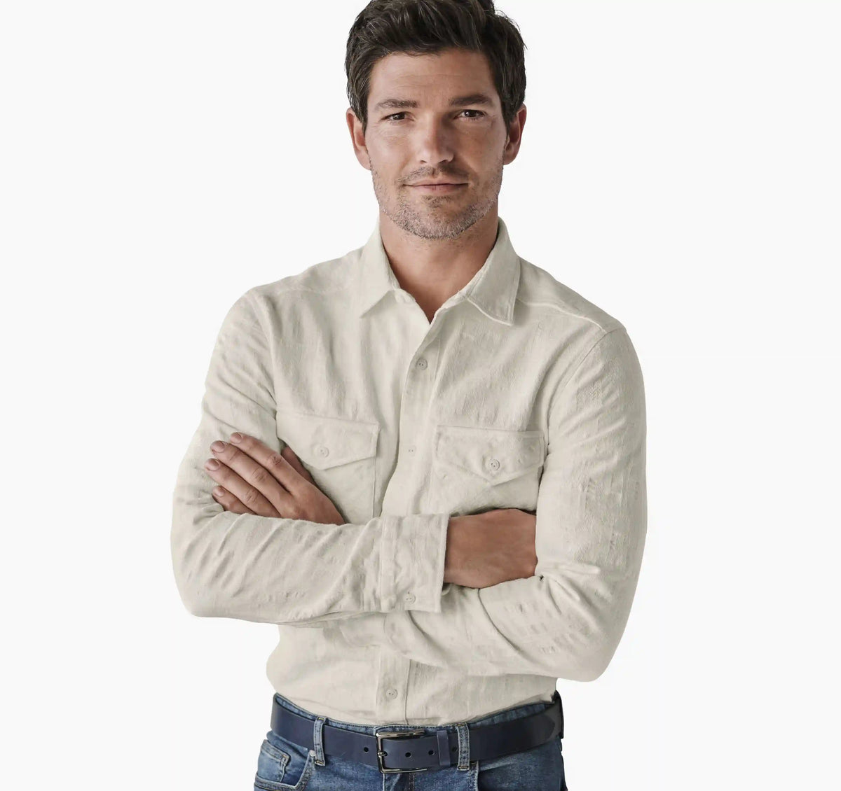 Textured Shirt Jacket - Ivory