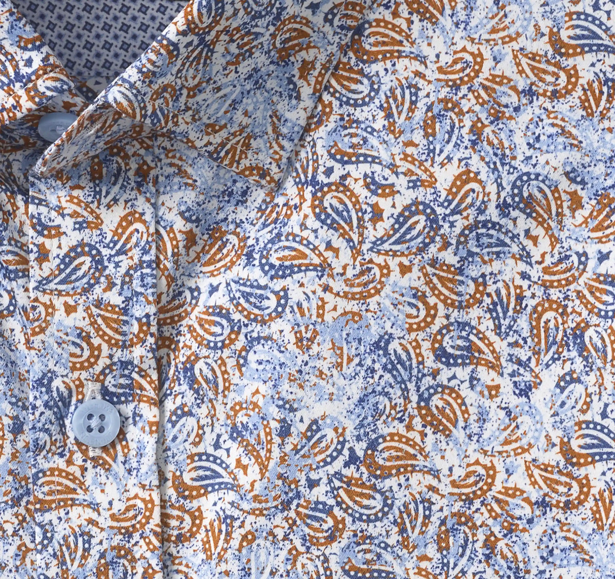 Logan Printed Long-Sleeve Shirt - Orange/Navy Paisley
