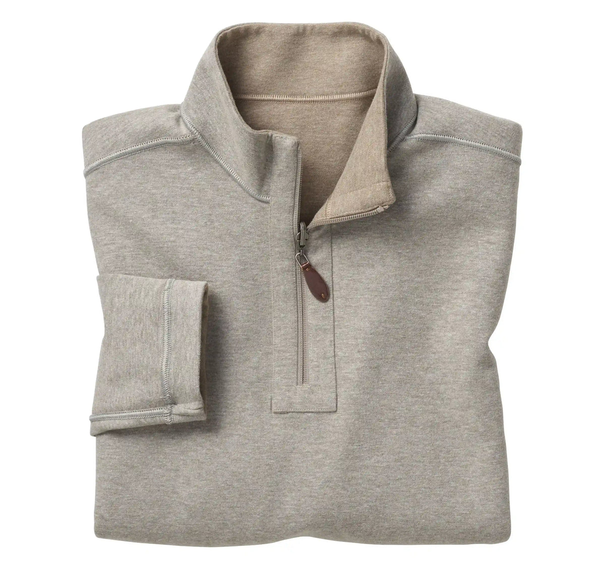 Reversible Solid Quarter-Zip - Oatmeal/Light Gray