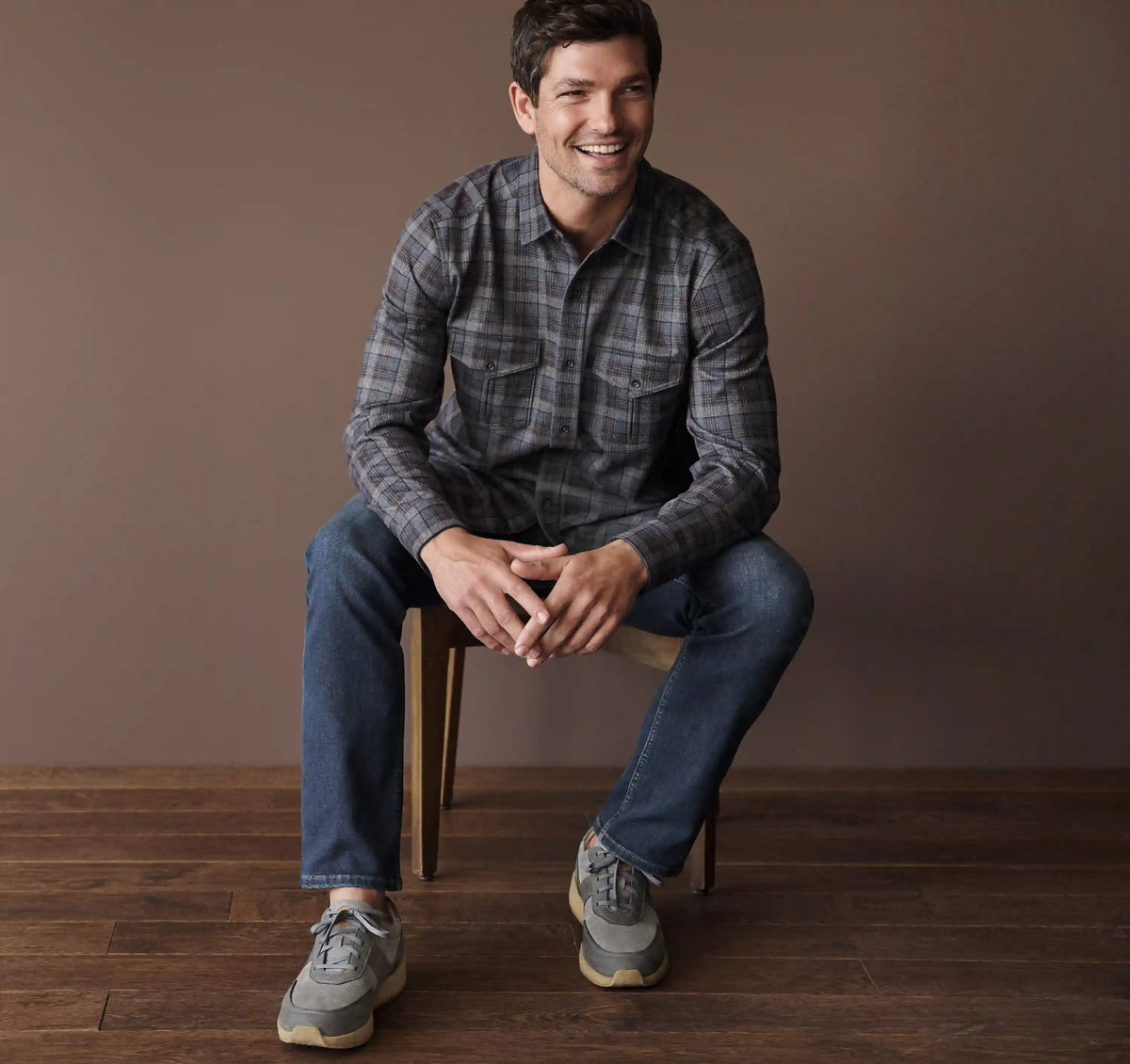 Eason Knit Shirt - Gray/Blue Plaid