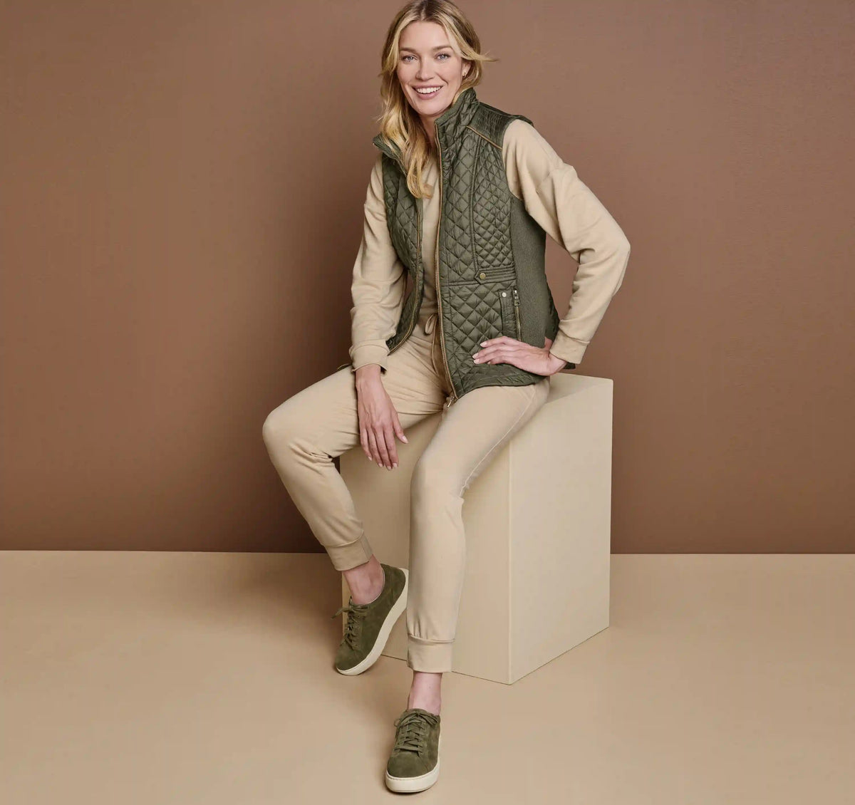 Quilted Vest - Olive