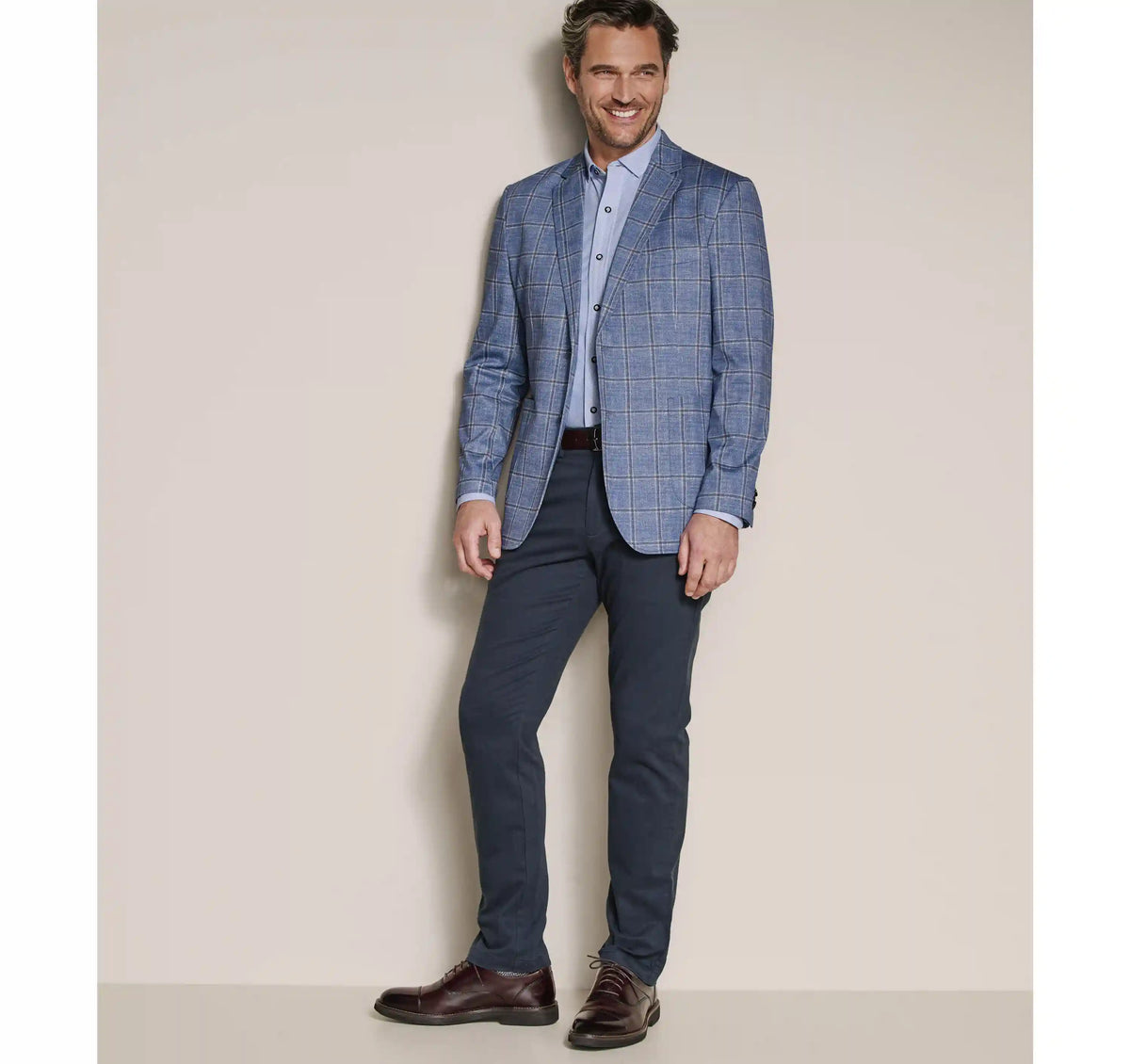 XC Flex® Pinnacle Knit Blazer - Blue/Tan Shadow Plaid