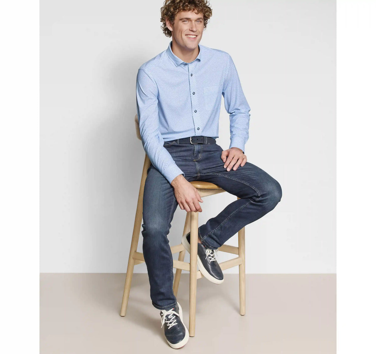 XC+™ Motion Long-Sleeve Print Knit Shirt - Blue Tulip