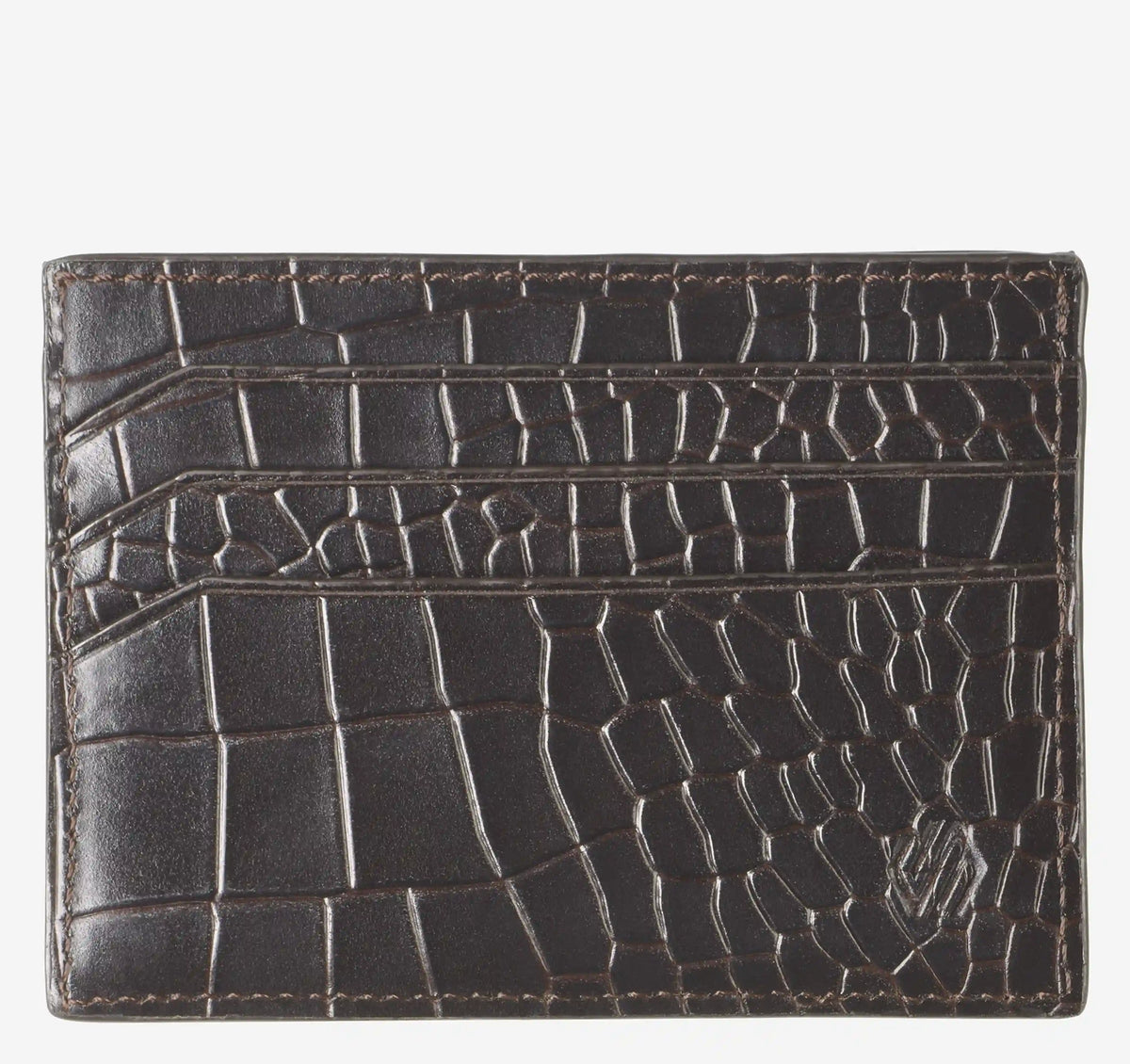 Croc-Embossed Weekender Card Wallet - Mahogany