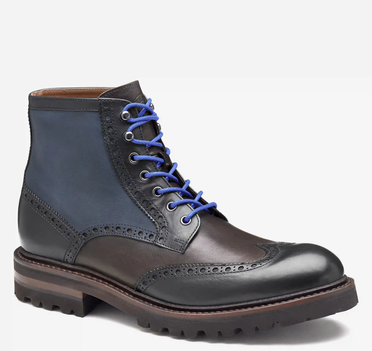 Dudley Lug Wingtip Boot - Navy Multi Hand-Stained Calfskin