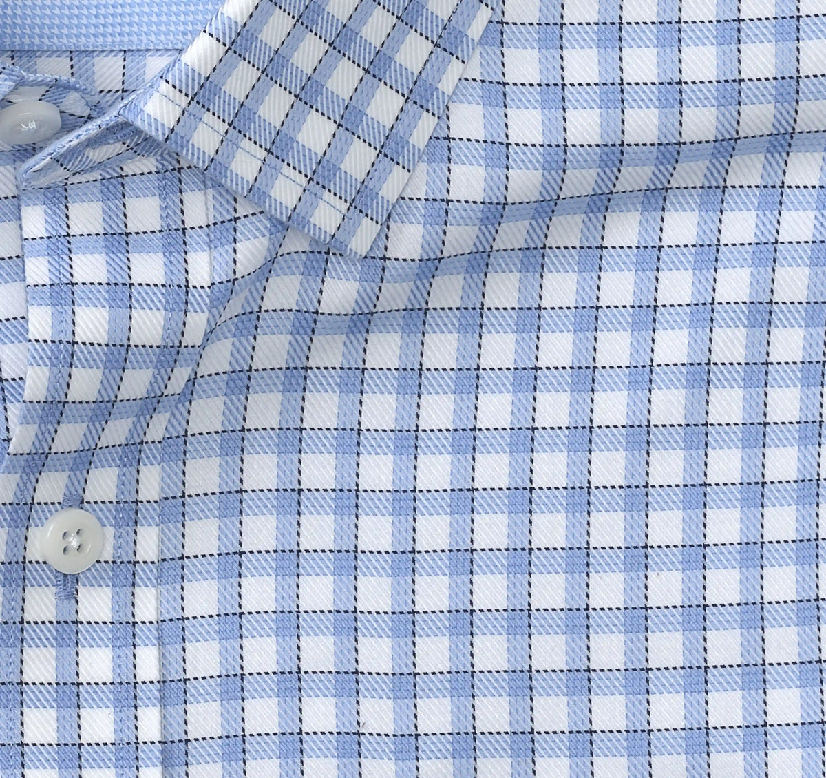 Ovation Non-Iron Dress Shirt - Blue/Navy Outlined Grid