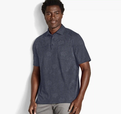 Evans Jacquard Polo - Navy Paisley