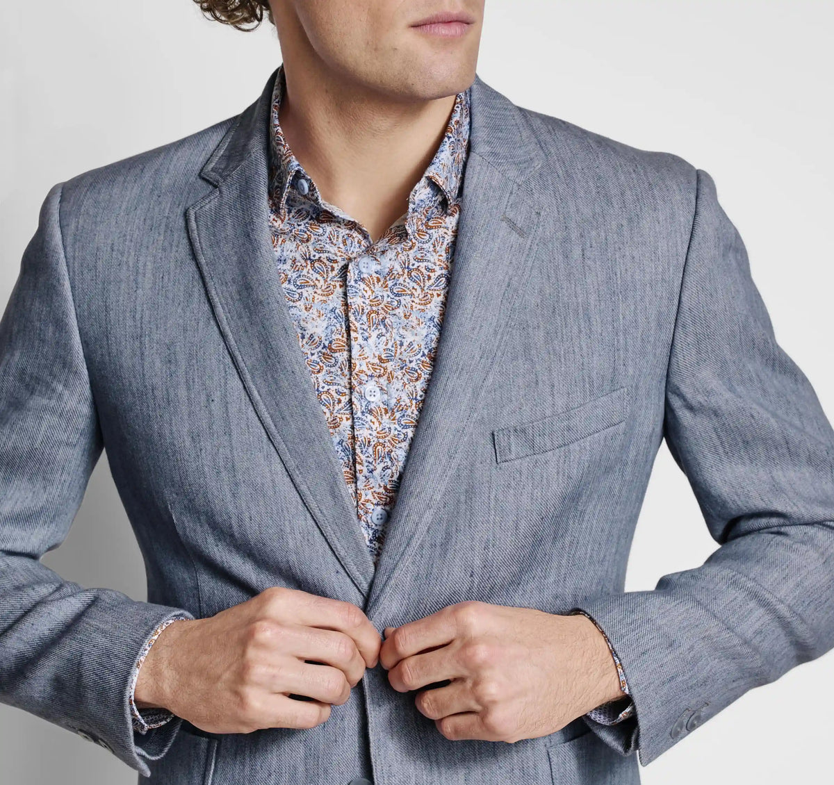 Conley Blazer - Light Blue Washed Linen-Blend