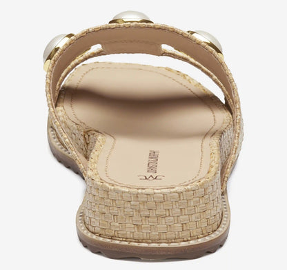 Chandler Embellished Slide - Natural Raffia