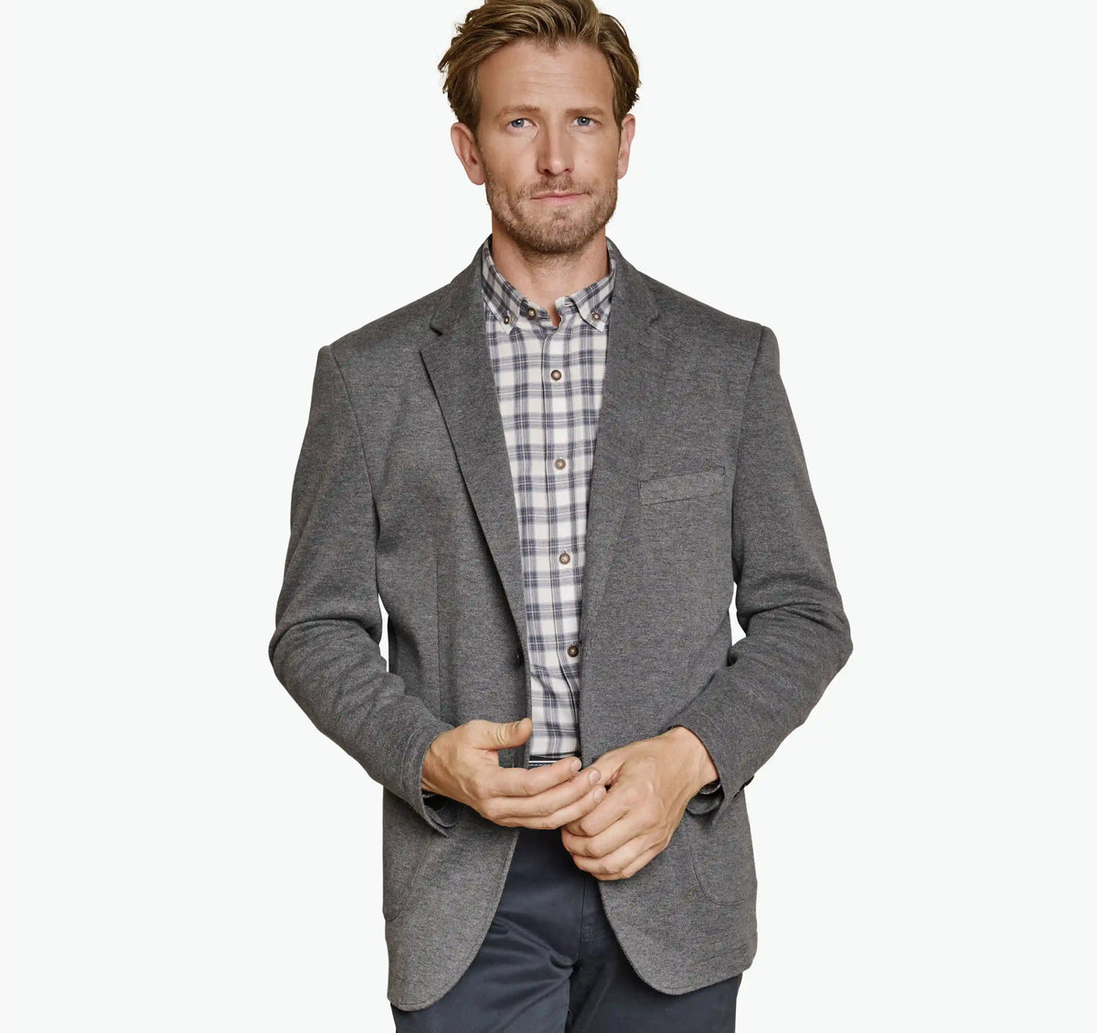XC Flex® Knit Blazer with Removable Hooded Bib - Gray