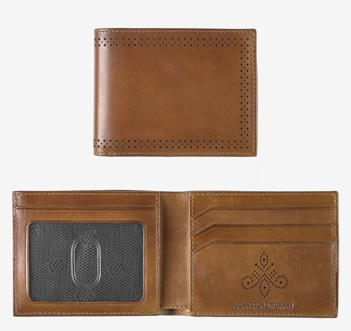 Hudson Perforated Billfold - Brown Burnished