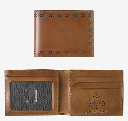 Hudson Perforated Billfold - Brown Burnished