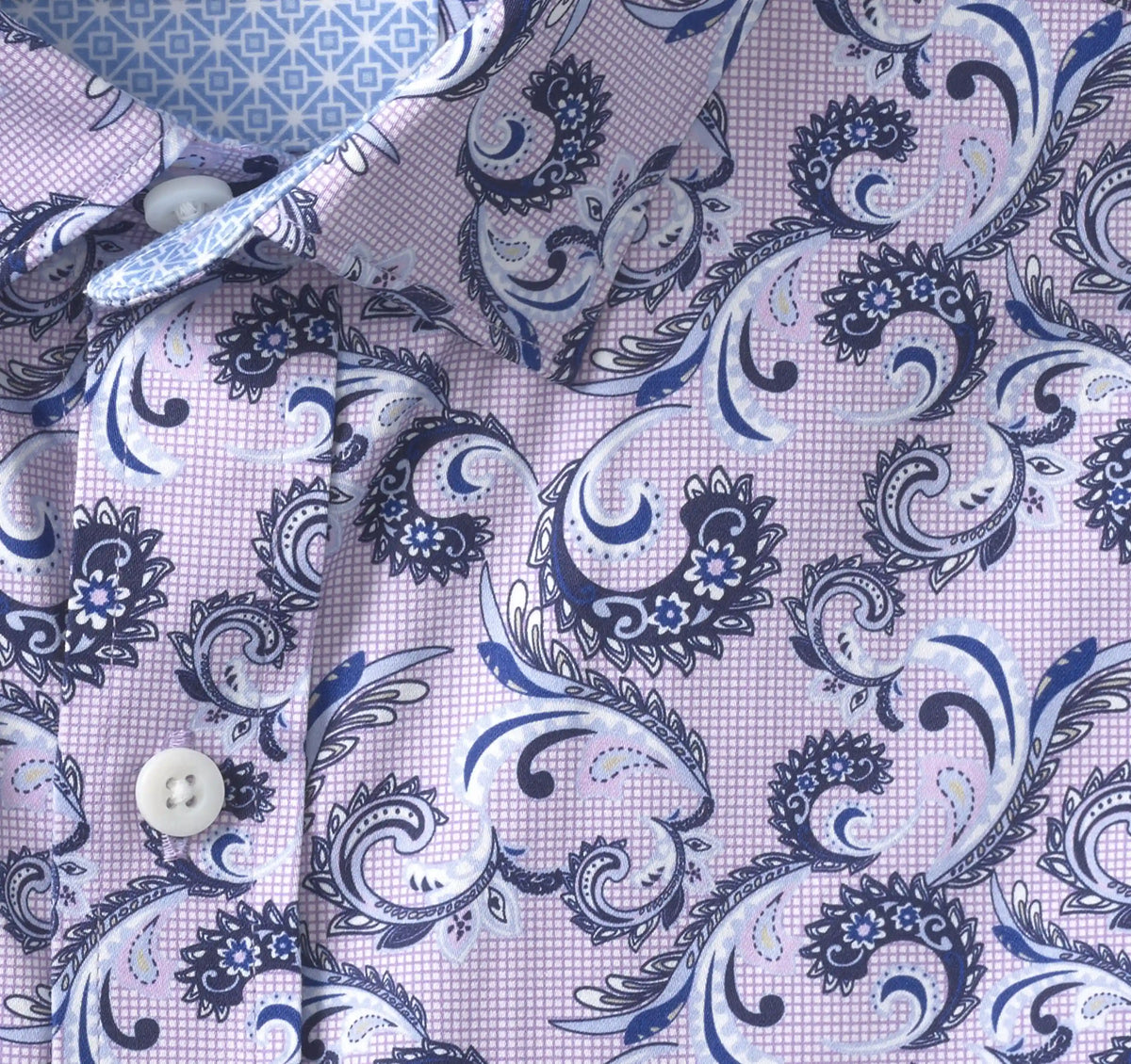Logan Printed Long-Sleeve Shirt - Purple Checkered Paisley