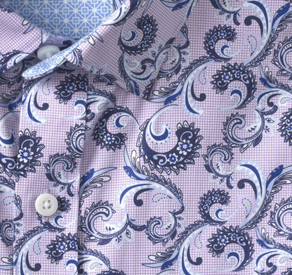 Logan Printed Long-Sleeve Shirt - Purple Checkered Paisley