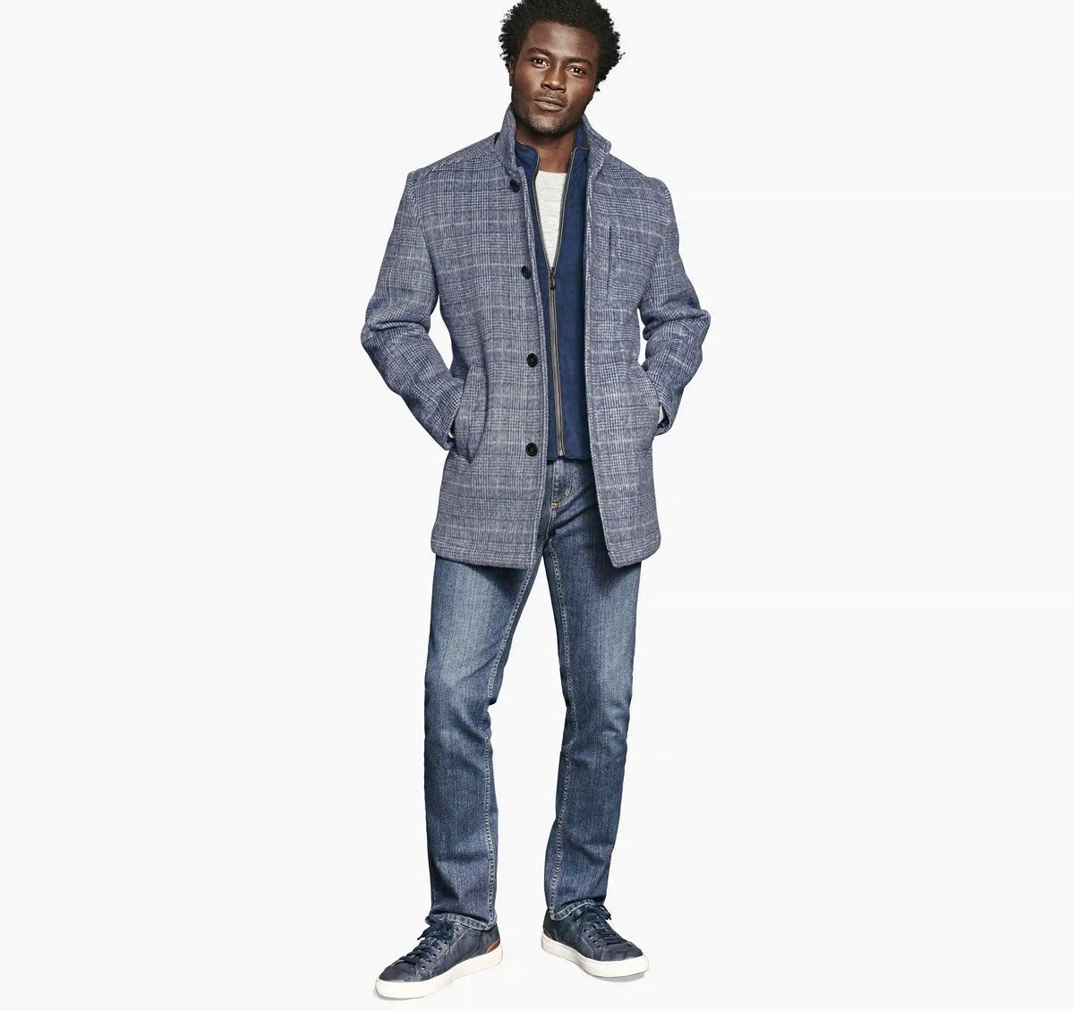 Upton Car Coat - Blue Plaid