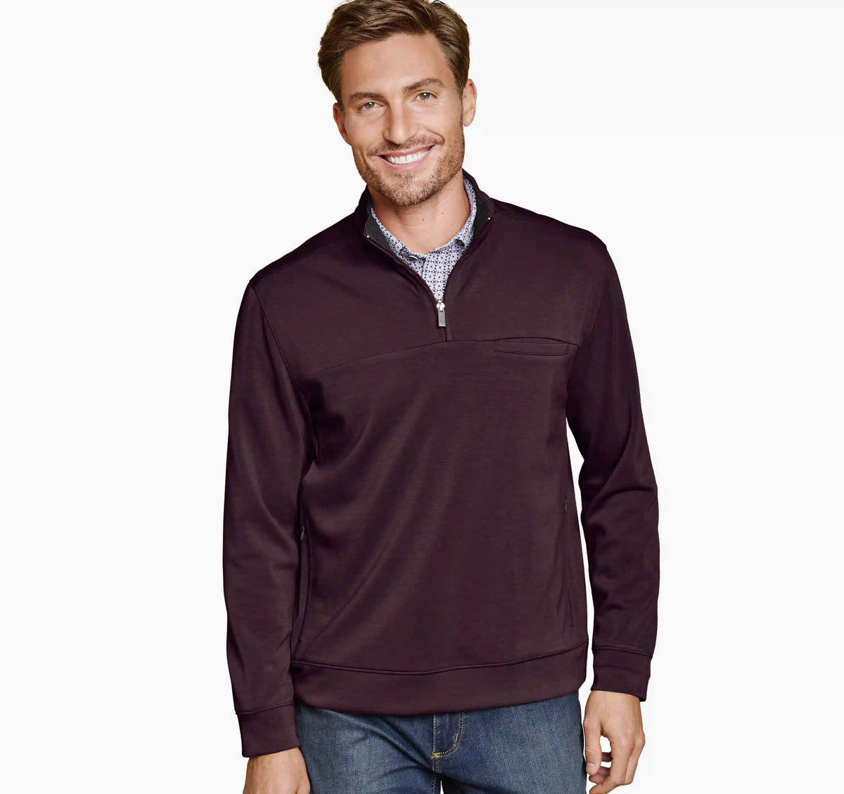 Essential Pocket Quarter-Zip - Burgundy