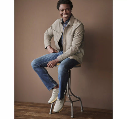 Twill Knit Shirt Jacket - Oatmeal
