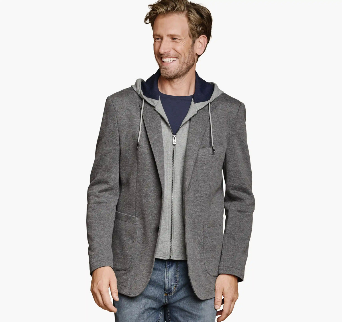 XC Flex® Knit Blazer with Removable Hooded Bib - Gray