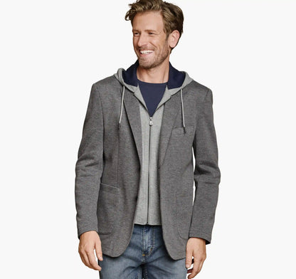 XC Flex® Knit Blazer with Removable Hooded Bib - Gray