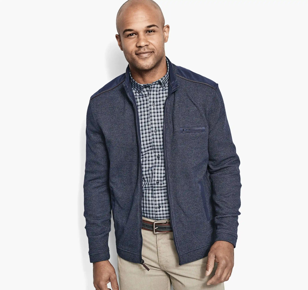 Melange Knit Full-Zip - Navy