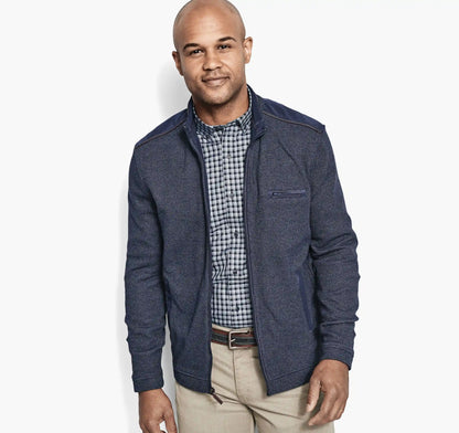 Melange Knit Full-Zip - Navy