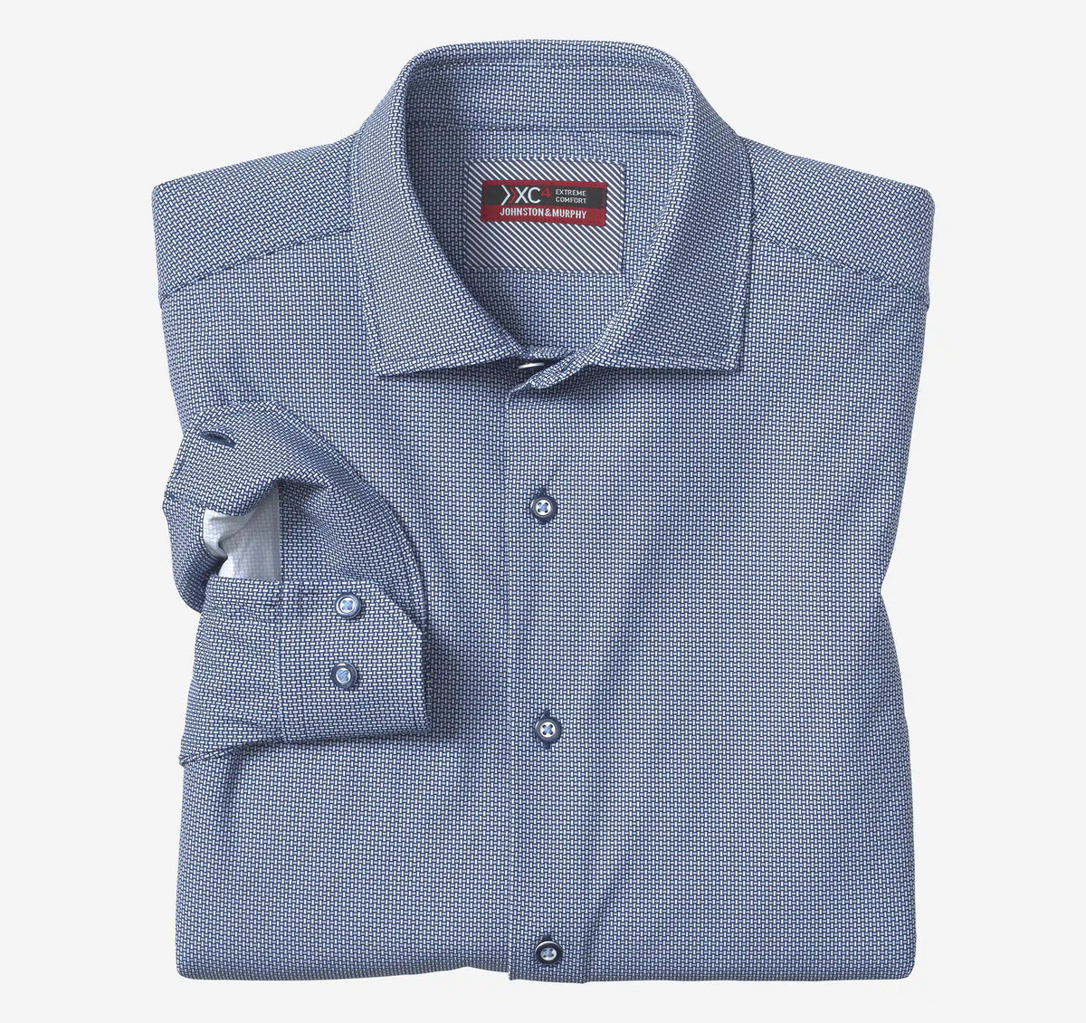 XC+™ Motion Long-Sleeve Dress Knit Shirt - Navy Basketweave