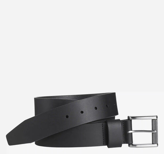 Roller Buckle Leather Belt - Black