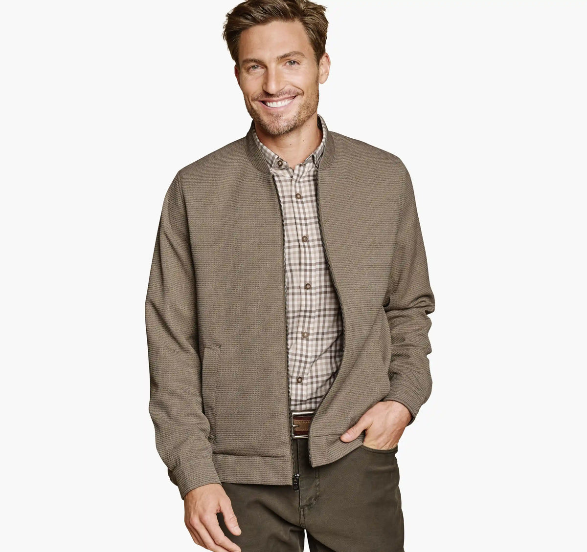 Patterned Full-Zip - Brown