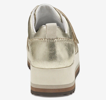 Gracie Double-Strap Sneaker - Gold Italian Metallic Sheepskin/Crinkled Sheepskin