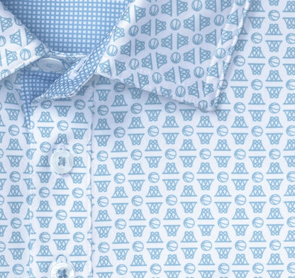 Game Day XC+™ Basketball Print Polo - Light Blue