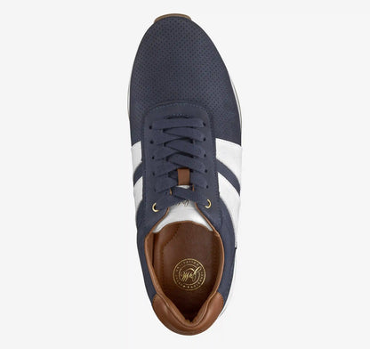 Morgan U-Throat Jogger - Navy Nubuck/White Croc-Embossed Full-Grain Leather