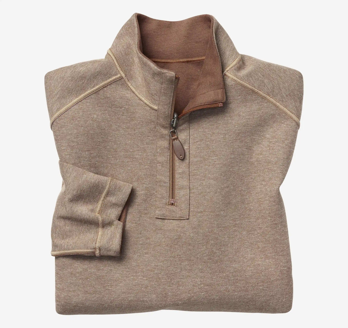 Reversible Solid Quarter-Zip - Rust/Oatmeal